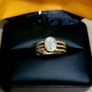 Women's vintage cocktail ring so different 14k gold with diamonds